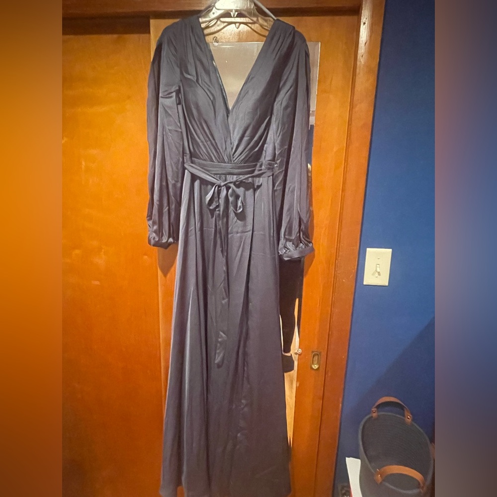 Cinderella by Divine Smokey Blue Formal Maxi Dress